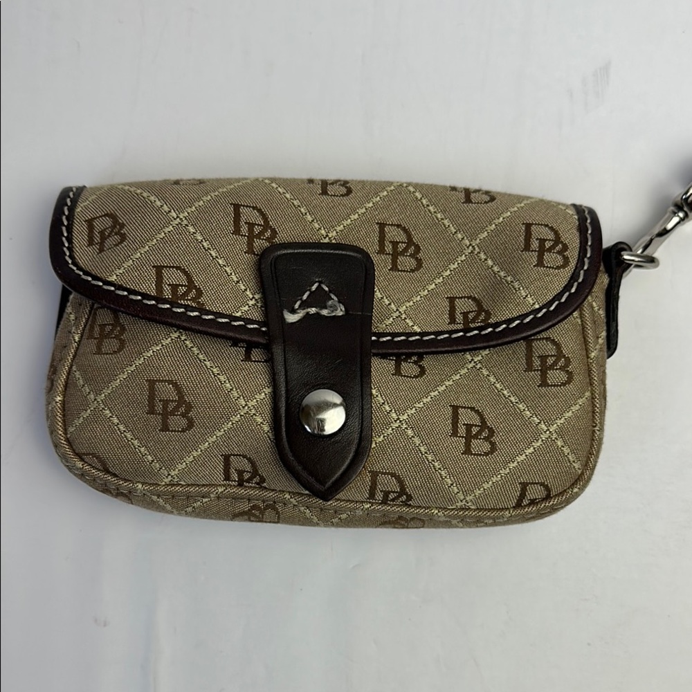 Dooney & Bourke Tan Monogram wristlet clutch
